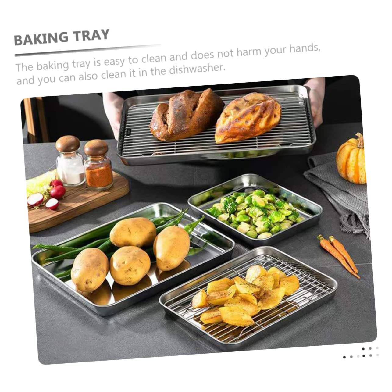 Gatuida 1 ensemble Plaque de Cuisson Acier Inoxydable avec Support de Refroidissement Ensemble de Cuisson pour Cuisine Camping Accessoire de Pâtisserie Facile à Nettoyer et
