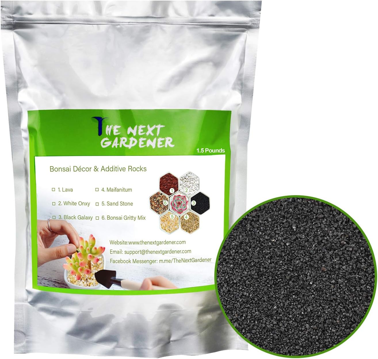 Succulent and Cactus Bonsai DIY Rocks, Black Galaxy, for Terrarium, Fairy Gardening, Top Dressing, 1.5lb