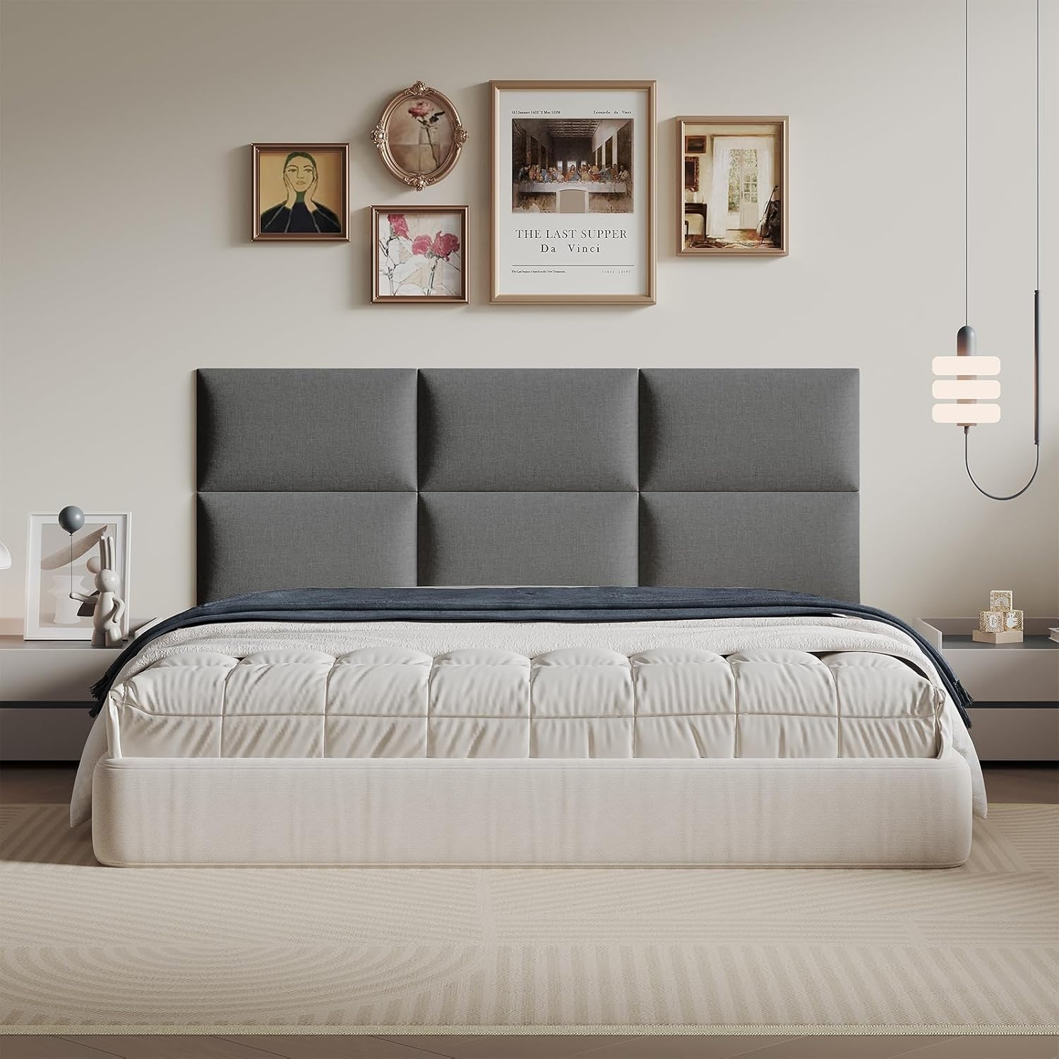 Modern Dark Gray Linen Fabric Headboard 24×12...