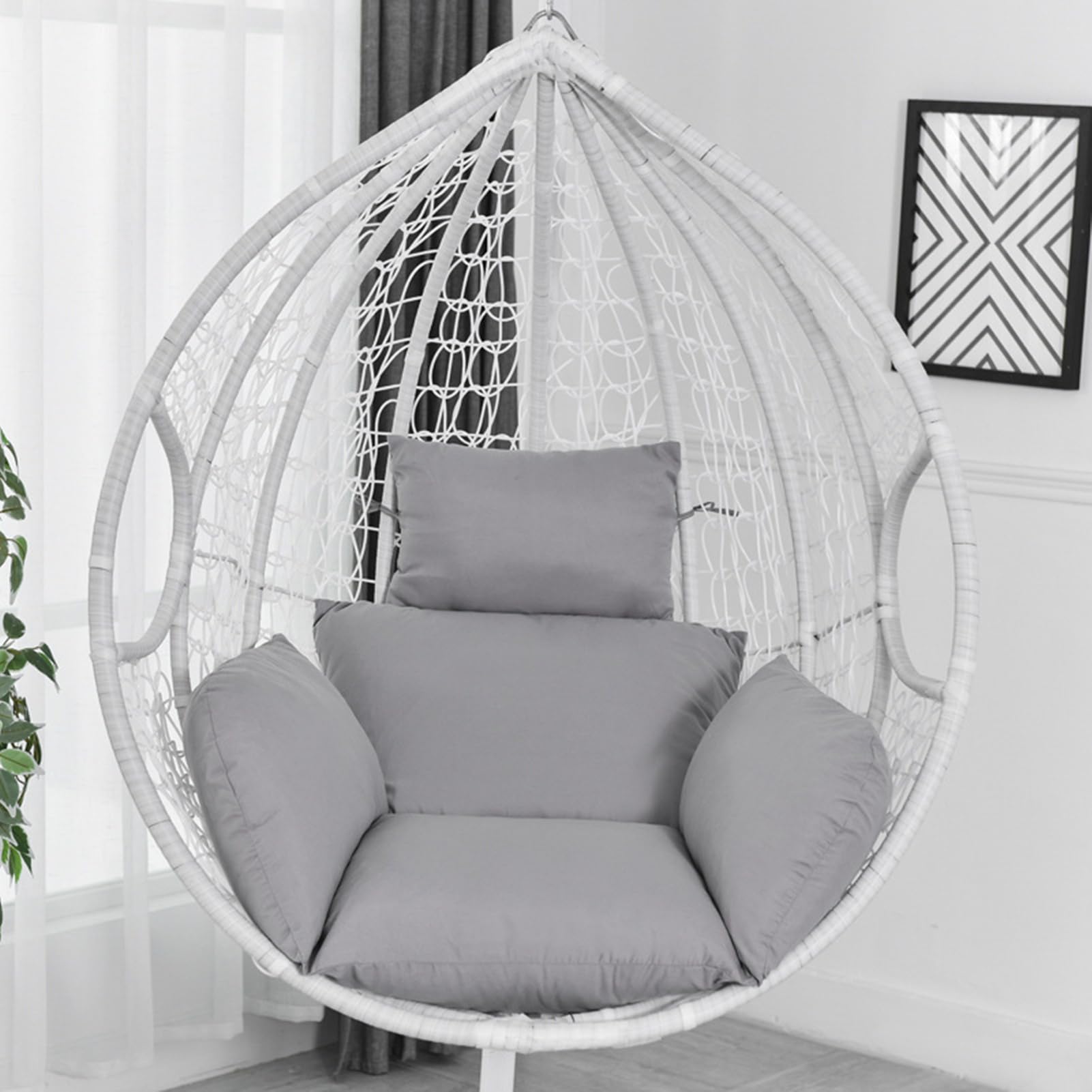 Cojín de Silla de Hamaca, Colgante Huevo Cojines, Columpio Silla Cojín Respaldo con Almohada para la Cabeza, Cjín Impermeable para Patio Jardín (Grey)