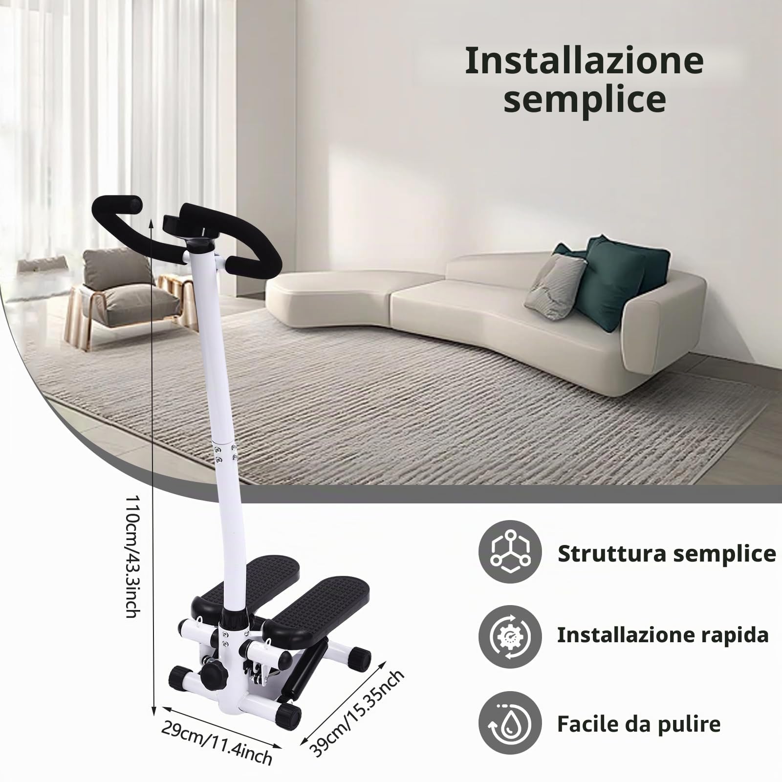 Steppe Fitness, antiscivolo, regolabile in altezza, 150 kg, con impugnatura e fasce di resistenza, attrezzi fitness per casa, attrezzature sportive per dimagrire