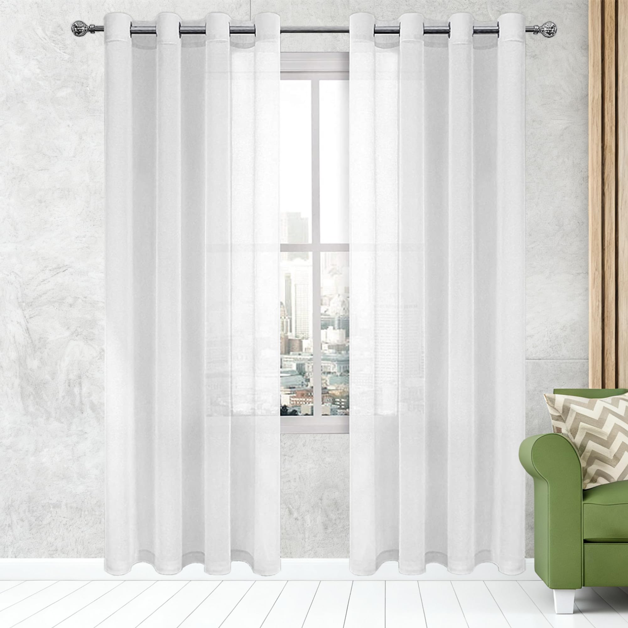 Voilages transparents blancs haut de gamme pour grand vitrage