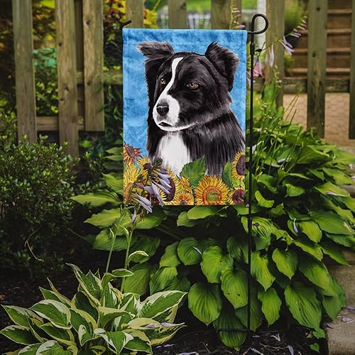 Miniatura 2 de Caroline's Treasures SC9071GF Border Collie in Summer Flowers Flag Garden Size - Bandera de buzón o bandera decorativa para patio, decoración de