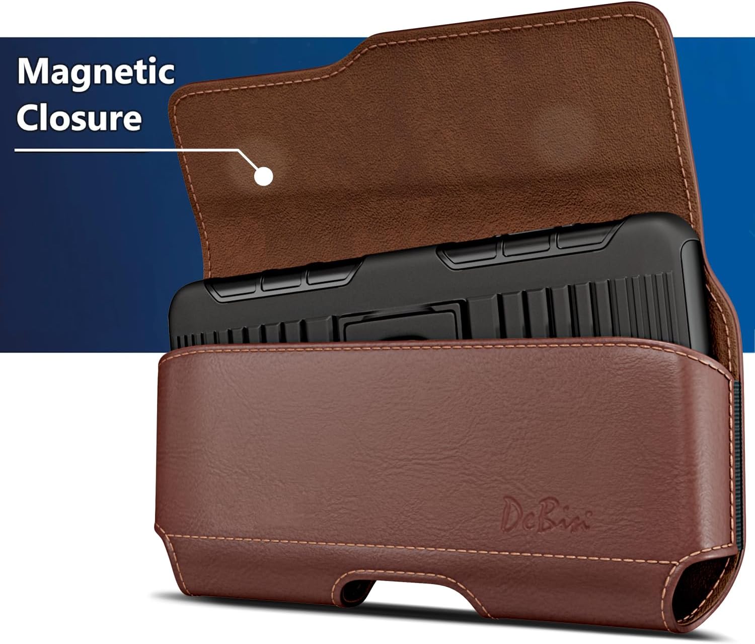 DeBin Holster for iPhone 17 17 Pro 16 Pro 16e 15 15Pro 14 13 12 11 Xs 10 X XR – Cell Phone Belt Holder Case with Clip for Men Women Pouch (Fits Protective Cover on) Brown - Image 3