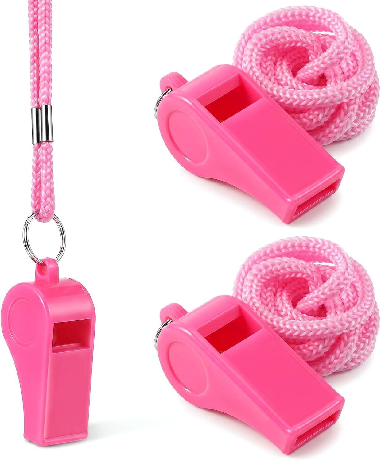 Silbatos rosas para entrenadores 3 piezas con cordón miniatura 1