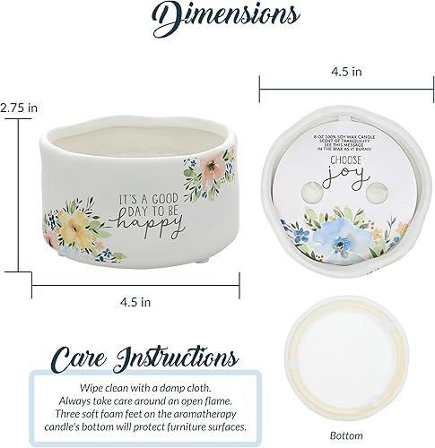 Miniatura 3 de Pavilion Gift Company - Happy - Vela de cera de soja natural con mensaje oculto sorpresa de 8 onzas, aroma a jazmín, 1 unidad, 4.5 x 4.5 x 2.7