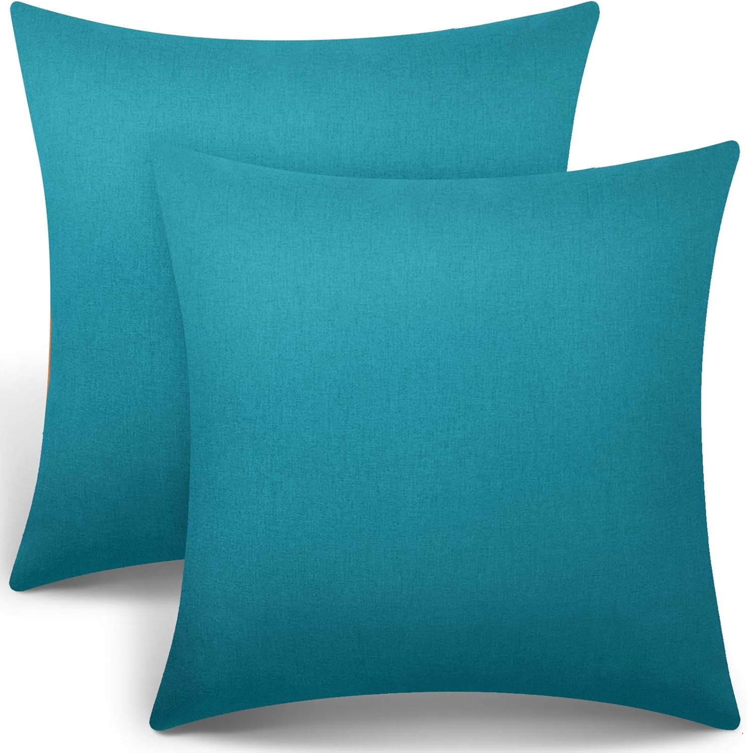 2 Pieces Outdoor Throw Pillow Covers Patio Balcony Waterproof Cushion Covers PU Fall Coating Pillow Shell Square Garden Cushion Case for Sofa Tent Couch Bed 18 x 18 Inch (Blue Green)