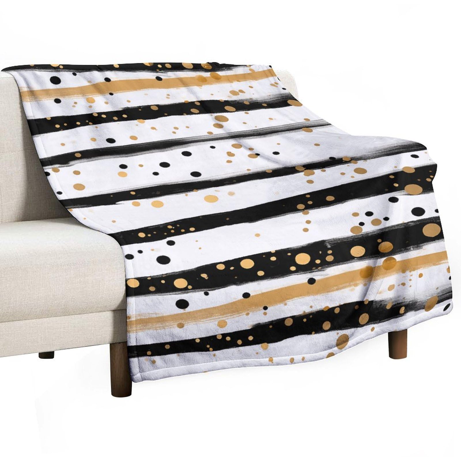 Couverture douce contre le froid plaid douillet à pois dorés pour soirées cocooning