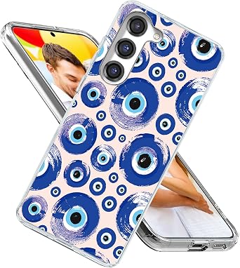 لجراب Galaxy S23، جراب Samsung S23 للفتيات والنساء والرجال،غطاء حماية شفاف رقيق ونحيف مقاوم للصدمات من مادة TPU لهاتف Galaxy S23 6.1، عين شريرة لطيفة باللون الأزرق الكرتوني السحري