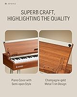 Vista 6 de Donner DDP-80 PLUS - Piano digital de 88 teclas, teclado ponderado, piano eléctrico para el hogar, compatible con USB-MIDI y conexión