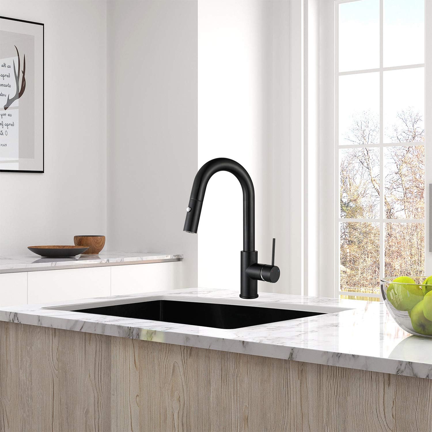 AguaStella AS59MBS Matte Black Bar Faucet or Prep Kitchen Sink Faucet with Pull Down Sprayer and Single Handle - Image 7
