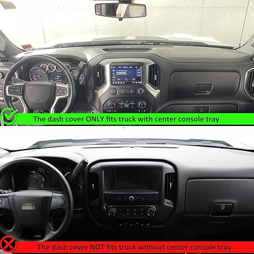 Miniatura 3 de POSAID Alfombrillas para tablero de Chevy Chevrolet Silverado 2019-2021, cubierta de alfombra para tablero para GMC Sierra 2019-2022, gris