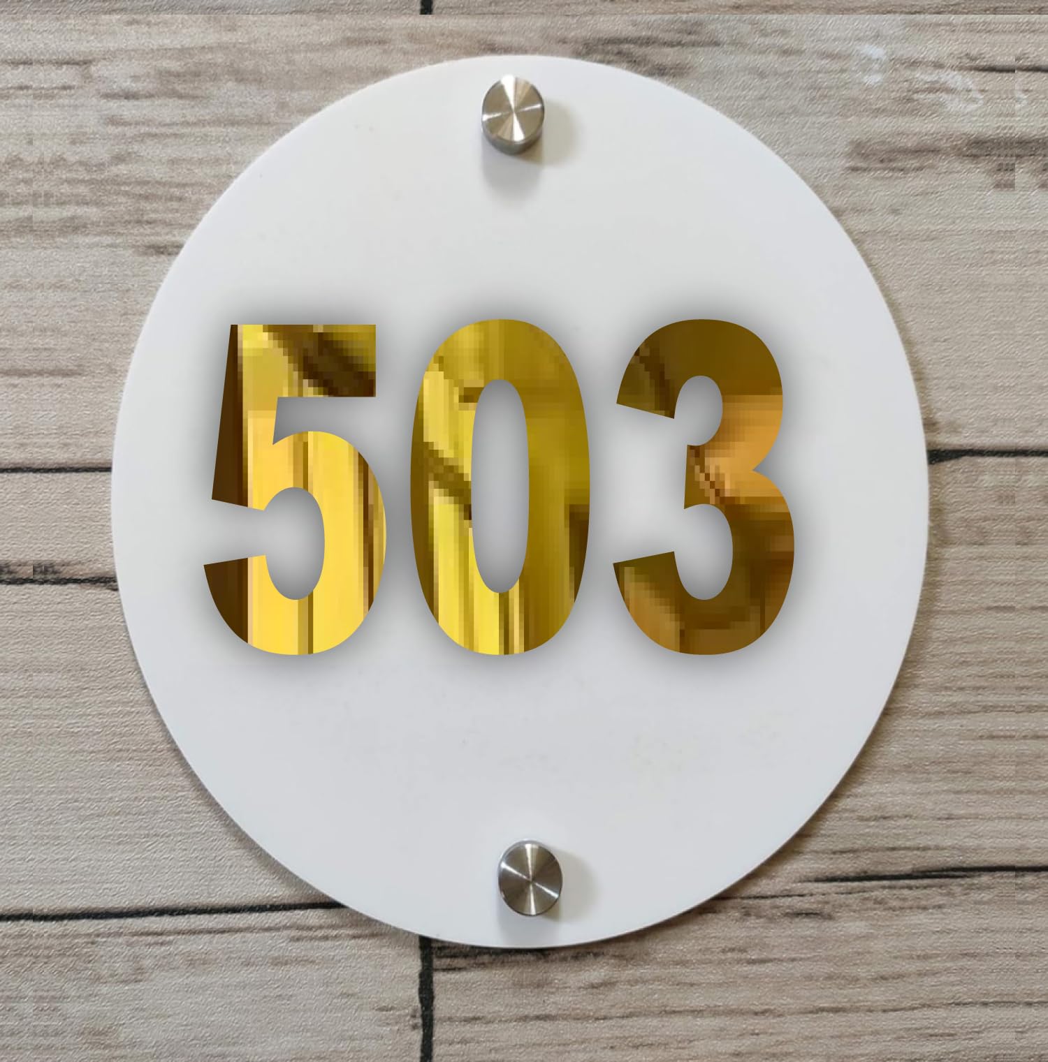 Room Number Plate No 503 | White Acrylic Number Plate Fixed On PVC Sticker with Double Side Tape On Backside-image-22