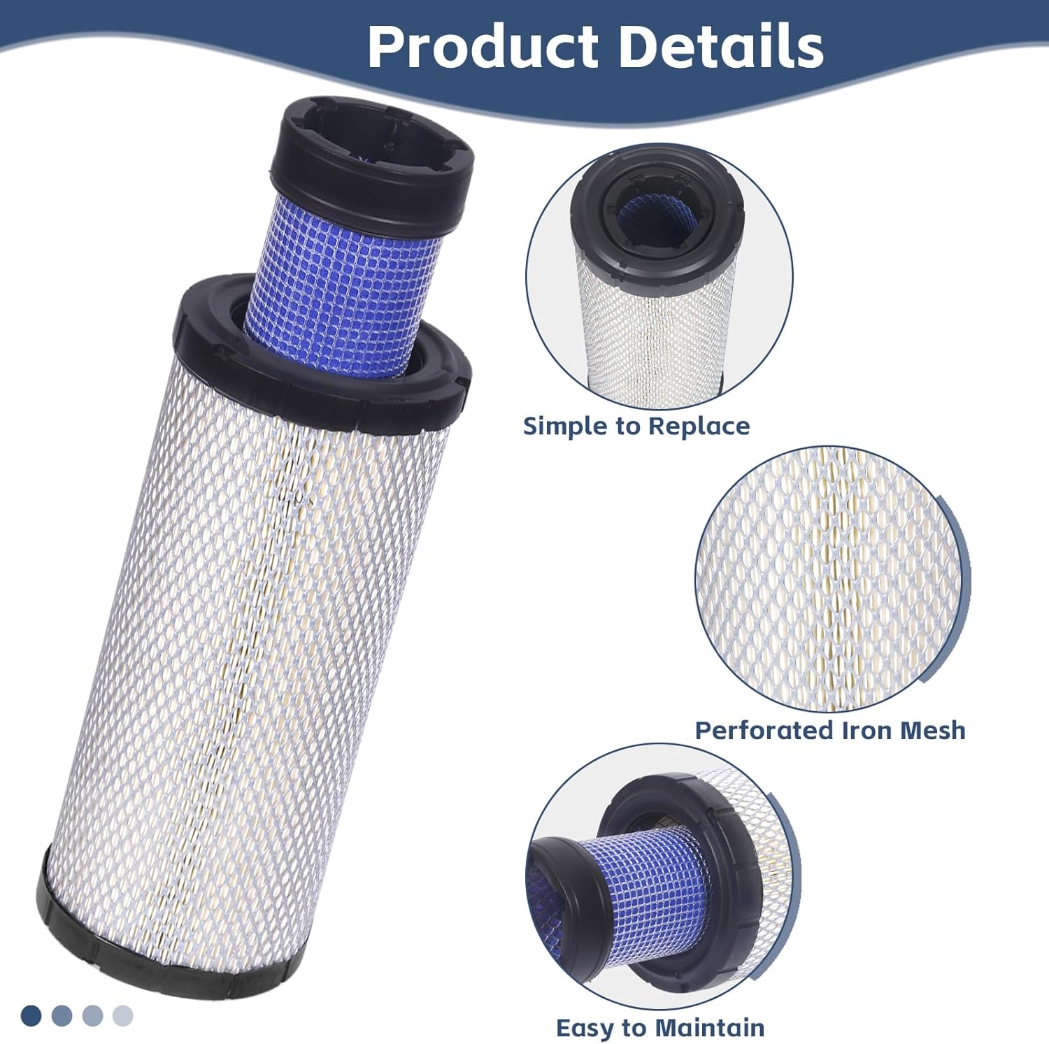 Air Filter Outer Inner Kit Compatible with Donaldson P822768 P822769, R1401-42270 R1401-42280, RE68048 RE68049, AF25553 AF25554, 6666333 6669547