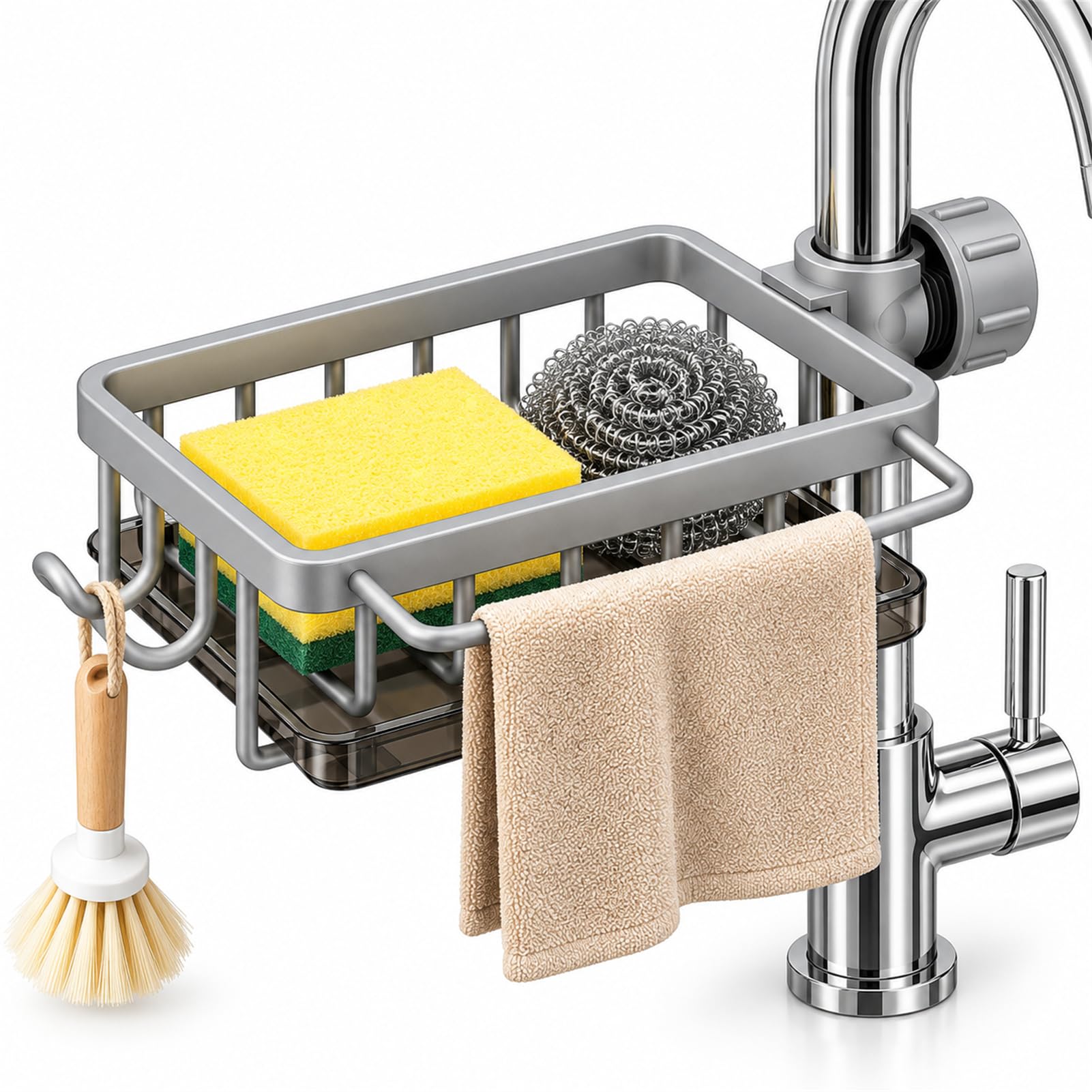 Scrtine Sink Organizer Rack for Kitchen, Kitchen Sink Faucet Organizer (Silver,Left-Side…