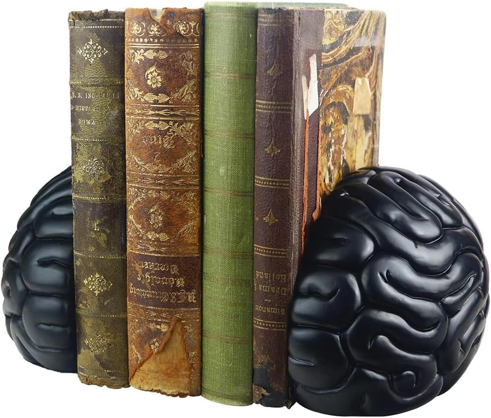 Brain Bookends Office Decorative Bookends for Shelves Heavy Bookends Book Stoppers Book Holders for Desk Decoration (Black)
