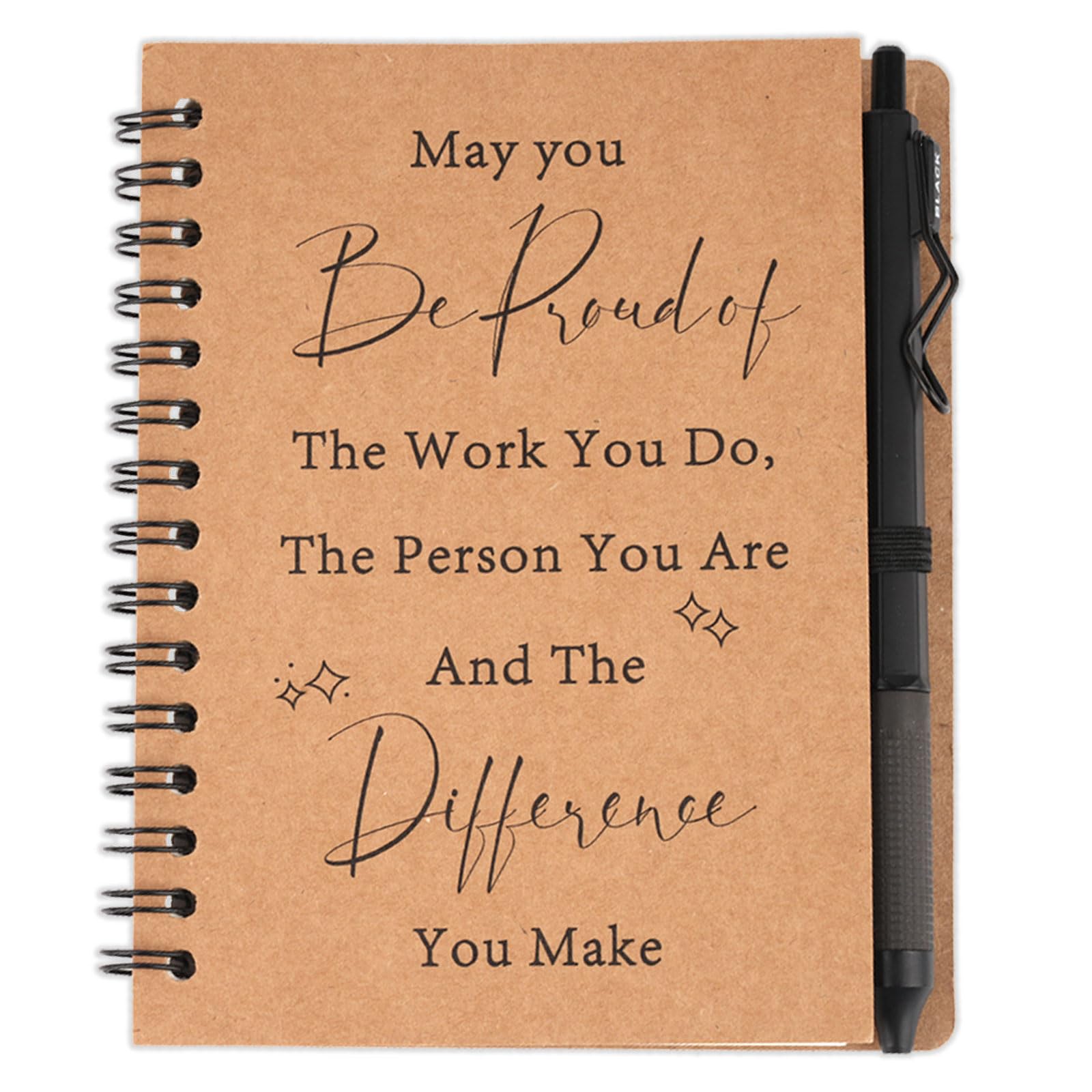 Hopton Leaving Gifts for Colleagues Women 100 Pages Kraft A6 Notebook with Ballpoint Pen Set, Thank You Gifts