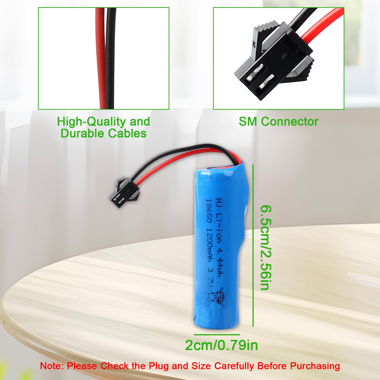 2 sztuki 3,7 V, 1200 mAh, akumulator litowo-jonowy, gniazdo SM-2P z kablem USB, kompatybilne z samochodami terenowymi RC, ciężarówkami, czołgami, robotami i pojazdami zdalnie sterowanymi 14500 i 18650