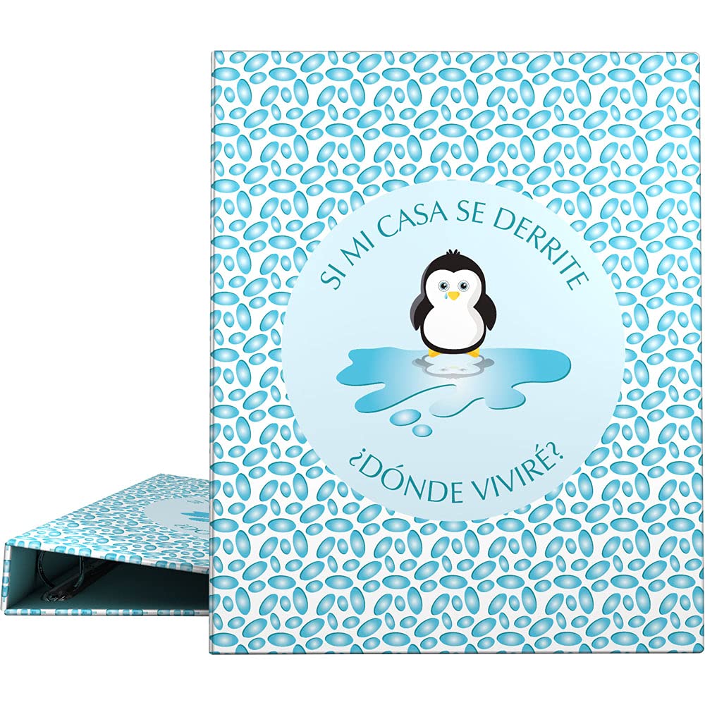 Grafoplás 88142631 A4 Ring Binder, 4 Mixed Rings, 25 mm, Wise Planet Collection, Penguin, Blue,White, 25mm