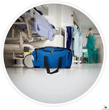 EMS XTRM Large EMT Bag - Spacious, Multi-Compartment Medical Bag, Empty First Aid Bag for EMS, Hospitals, and Rescue Teams, Durable and Water-Resistant (Blue)