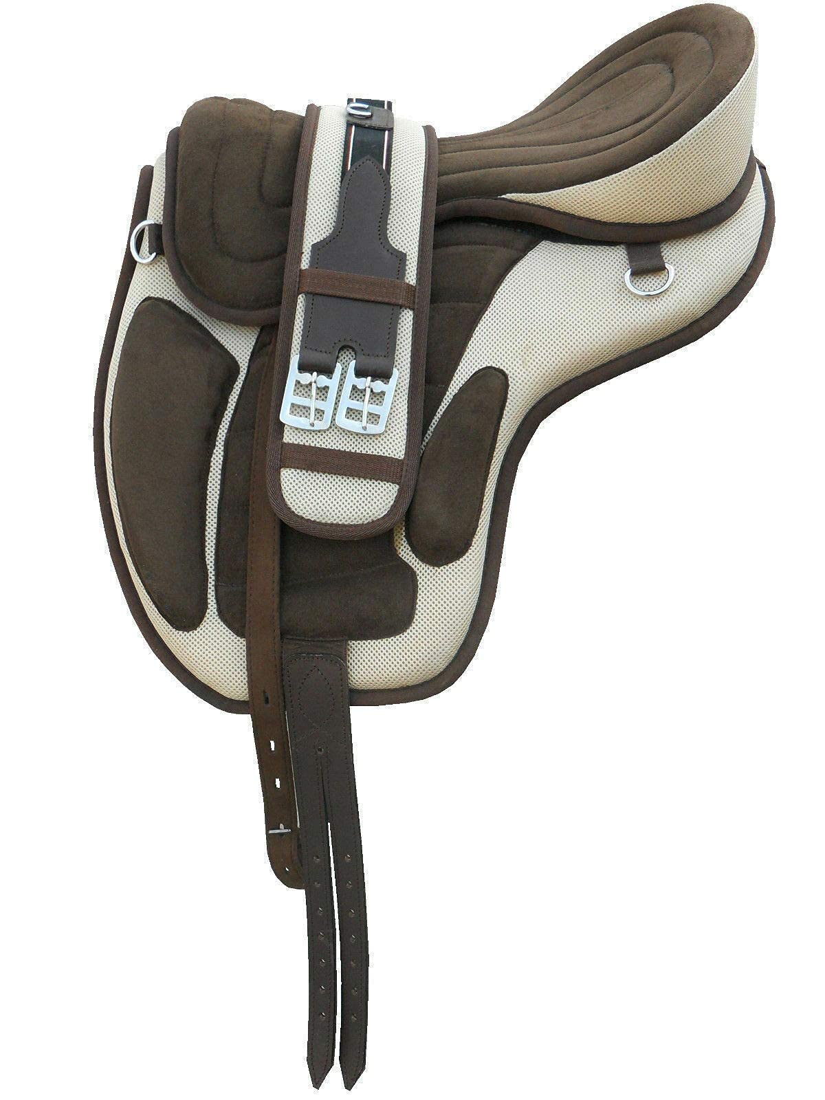 EU Sillín de caballo sintético Freemax equestre Universo para tachuela de caballo (tamaños disponibles: asiento de 14 a 18 pulgadas)