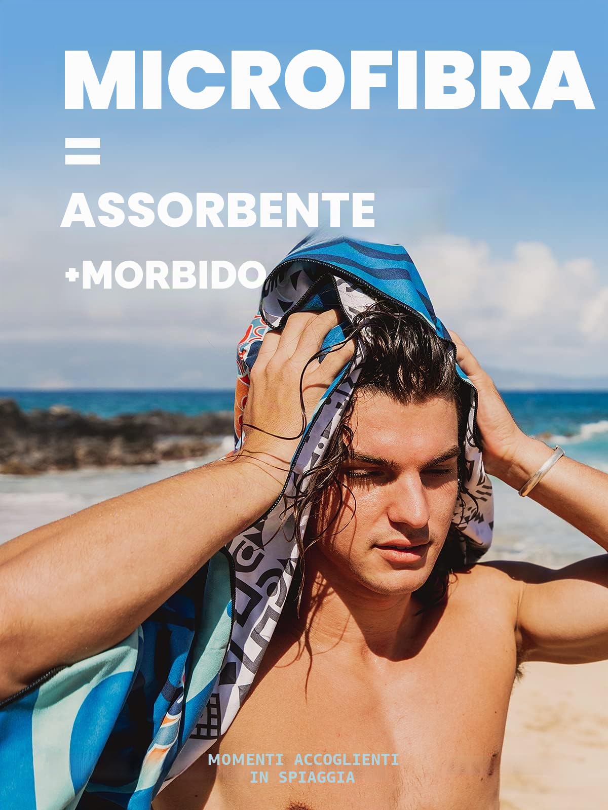 OCOOPA Asciugamano da spiaggia in microfibra ultraleggero, asciugatura rapida, coperta da spiaggia assorbente, asciugamano da bagno morbido e facile da mantenere per fitness, viaggi, spiaggia, nuoto