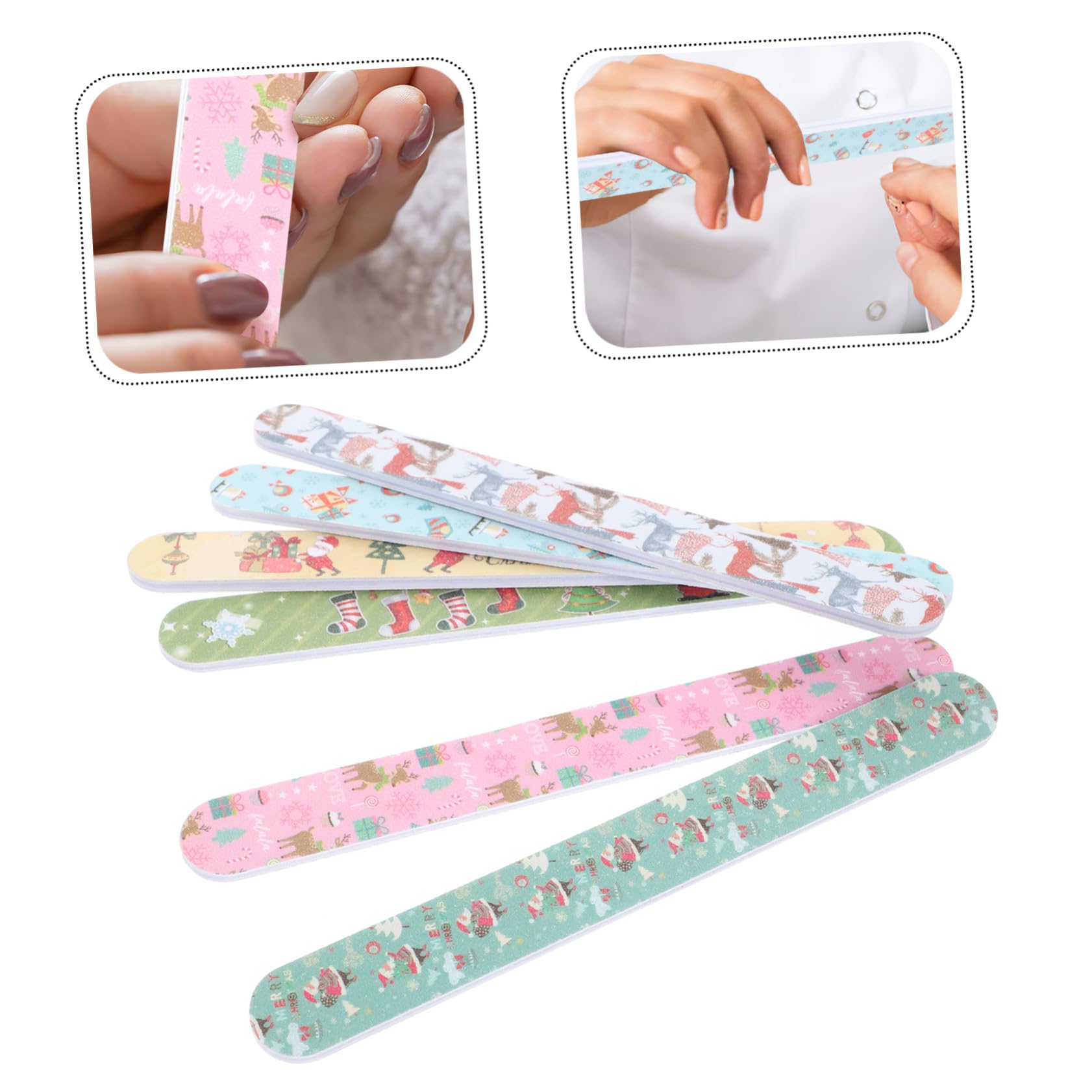 Healeved 12pezzi Limette Unghia Natale Completo per Unghie Natalizie Lucidanti Strumenti Manicure Pedicure Fai da Te Stile Casuale