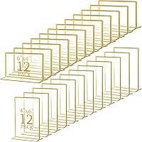 Hoteam 24 Pack 4x6 Gold Acrylic Sign Holders - Double Sided Clear Frames for Wedding Table Numbers, Menus, Photos & Restaurant Signs