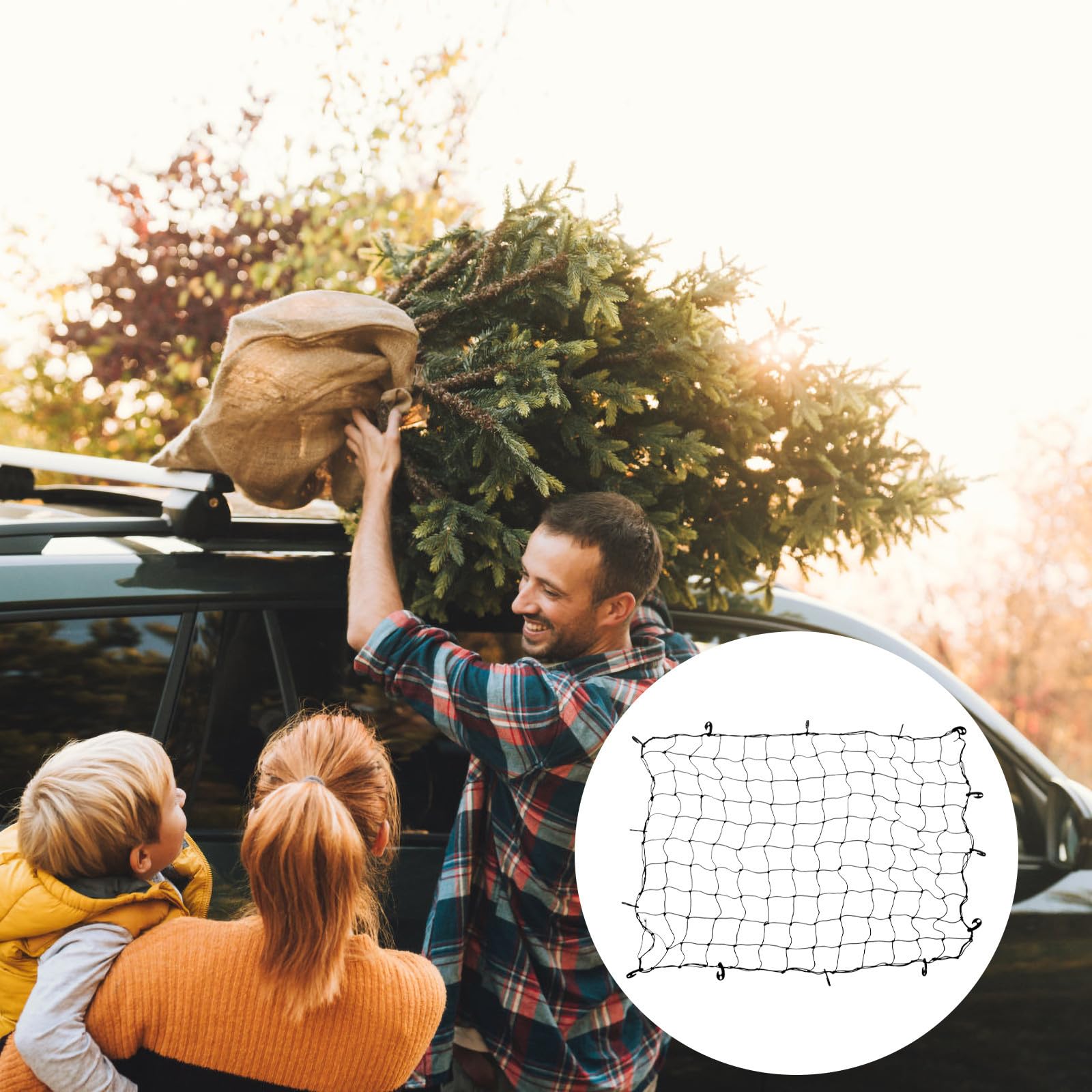 VILLCASE Gepäcknetz für Autodach Auto Aufbewahrungsnetz aus Gummi Schwarz Elastisch für Kleine Gegenstände und Gepäck für SUV und Pickup