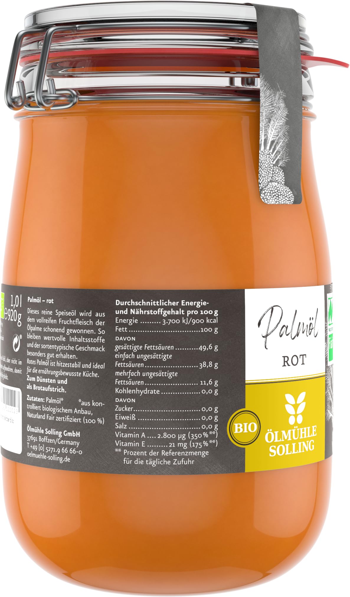 Oliera Solling Bio olio di palma in vetro, 1000 ml