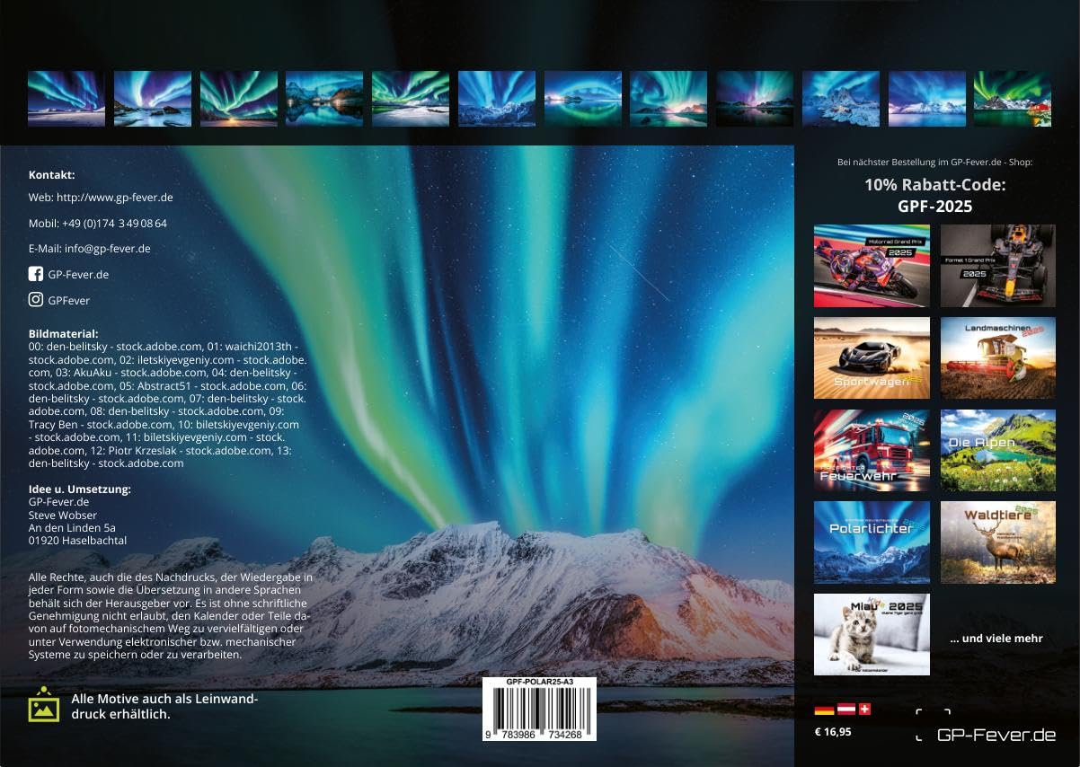 Polarlichter - grandiose Naturschauspiele - 2025 - Kalender DIN A3: Der Wandkalender mit den schönsten Motiven der Polarlichter im hohen Norden für das Jahr 2025 im Format DIN A3 (ca. 42 x 30 cm)!