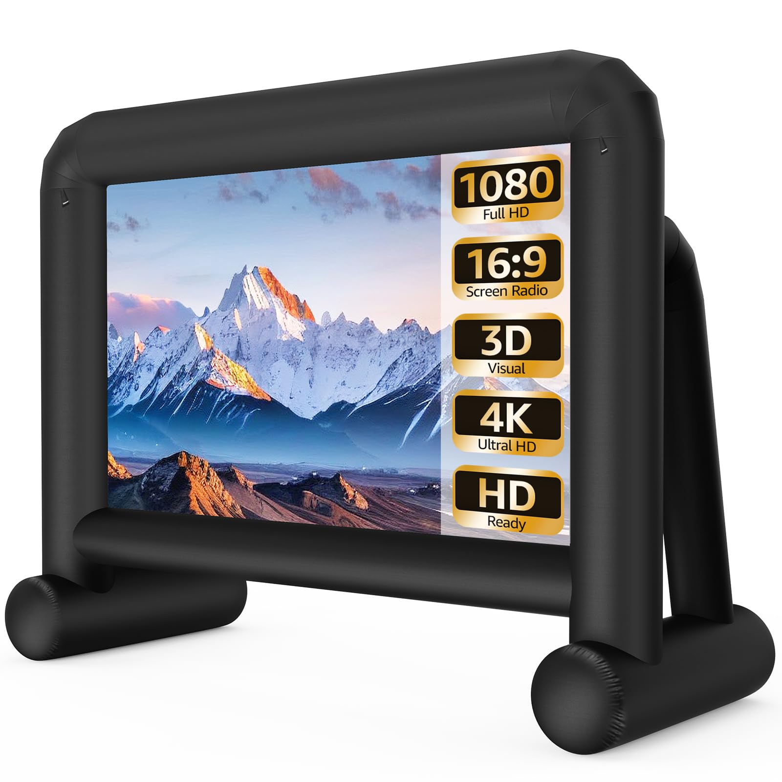 Pantalla de proyector inflable de 20 pies para exteriores con bolsa de almacenamiento de soplador de aire, proyección de doble cara, pantalla inflable de fácil configuración para noche de cine en el