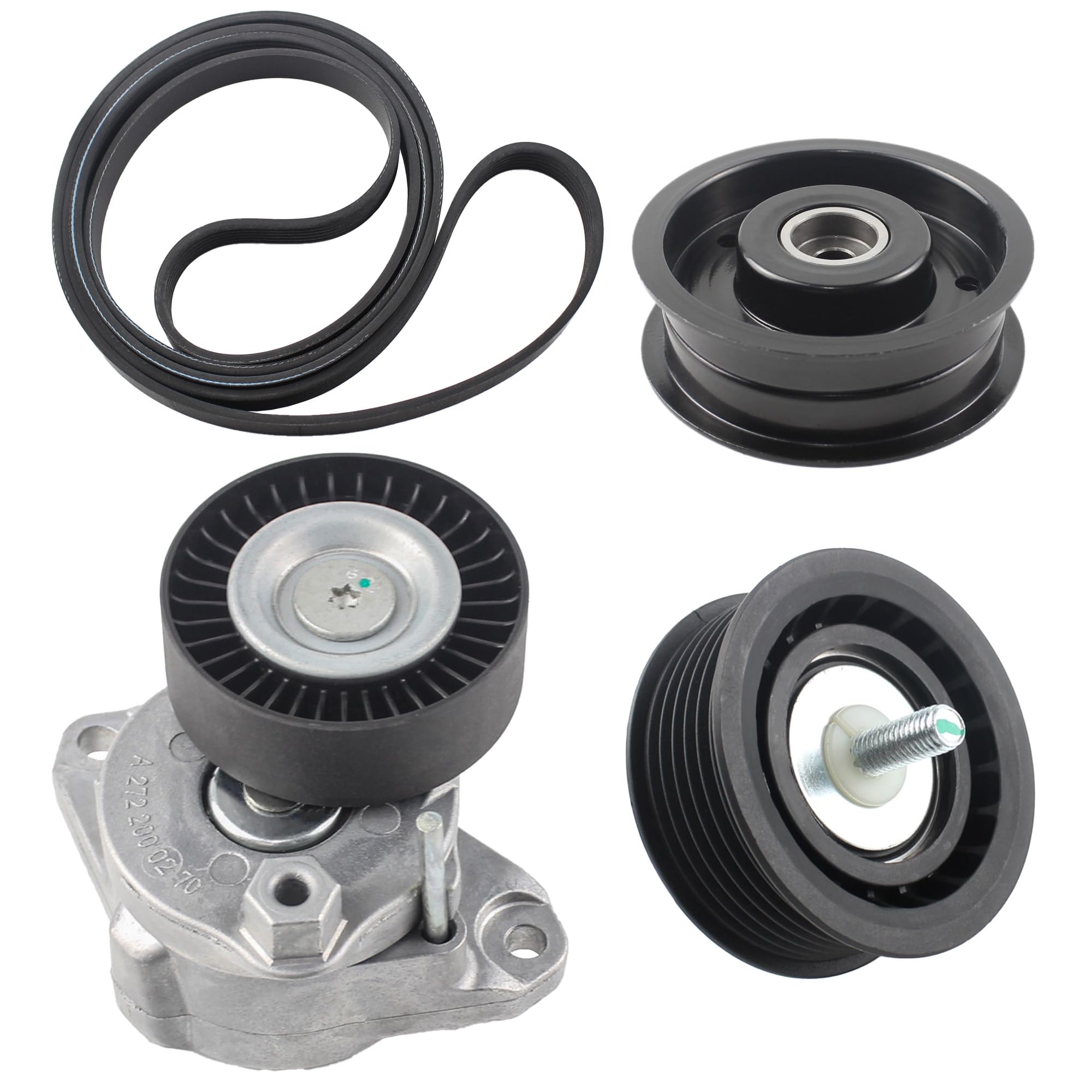 Photo 1 of YzusGomumu Serpentine Drive Belt Tensioner Idler Pulley Serpentine Belt Kit Compatible with 2006-2011 Mercedes-Benz ML350 GL450 G550 SLK300 C280 GLK350 E350 CL550 S550 Replaces 2722021419 2722000270