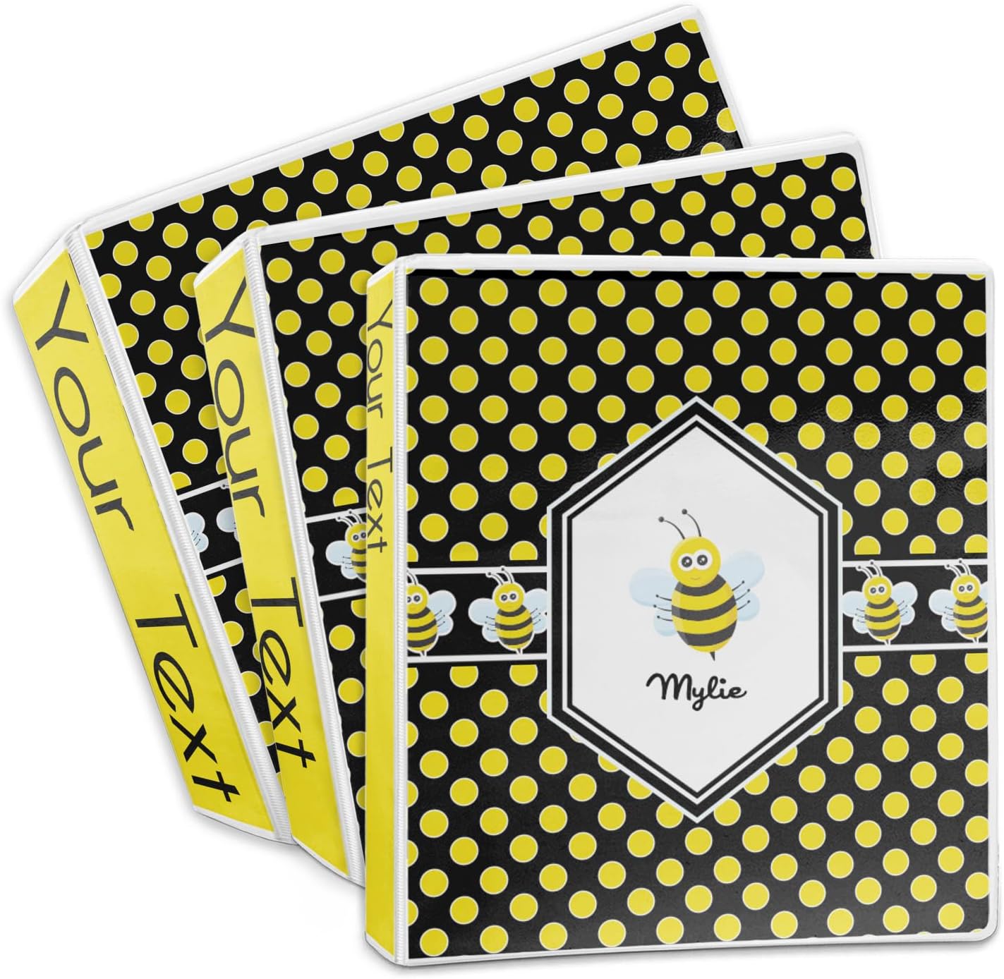 Personalized Bee & Polka Dots 3-Ring Binder - 2 inch