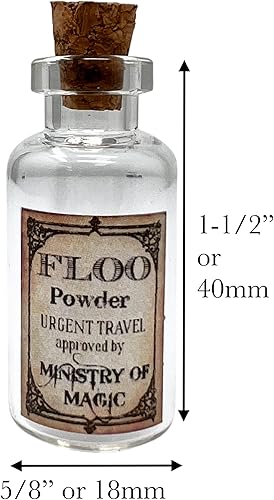 Miniatura 2 de 6pcs Glass tiny bottle jars with wood cork and Floo Powder label for DIY Art &Crafts or decorative potion jewelry Wizardly World renaissance