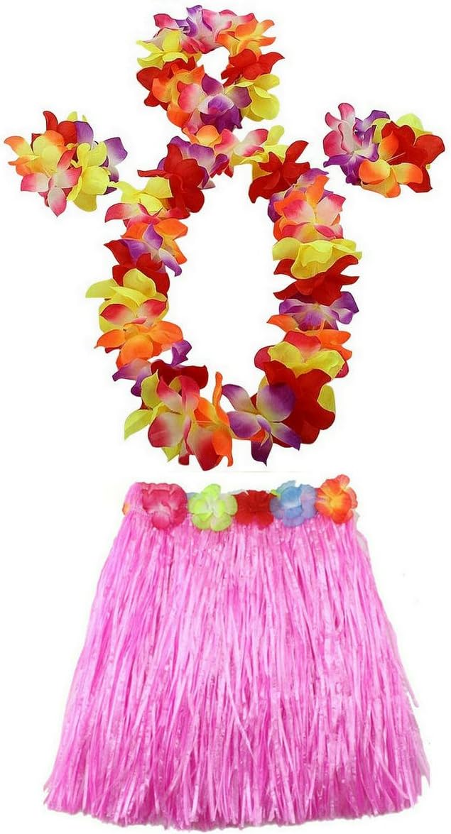 1 Set 40cm Kids Party Hawaii Dress Hula Grass Skirt - Double Layer Thickened Hawaii Skirt for Luau Party Decorations Supplies