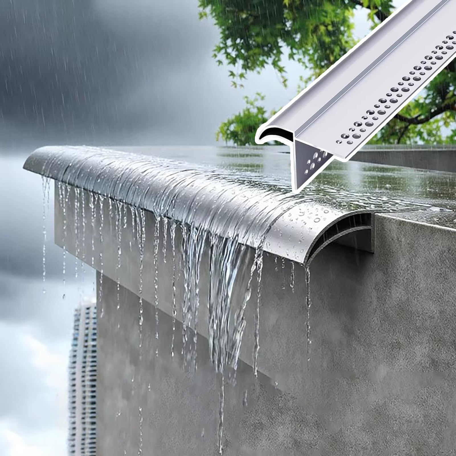 Drip Lines Eaves, Drip Line Rain Diverter Strip Aluminum Exterior Eaves Wall Guard Multiple Sizes(9.5ft/2.9m)