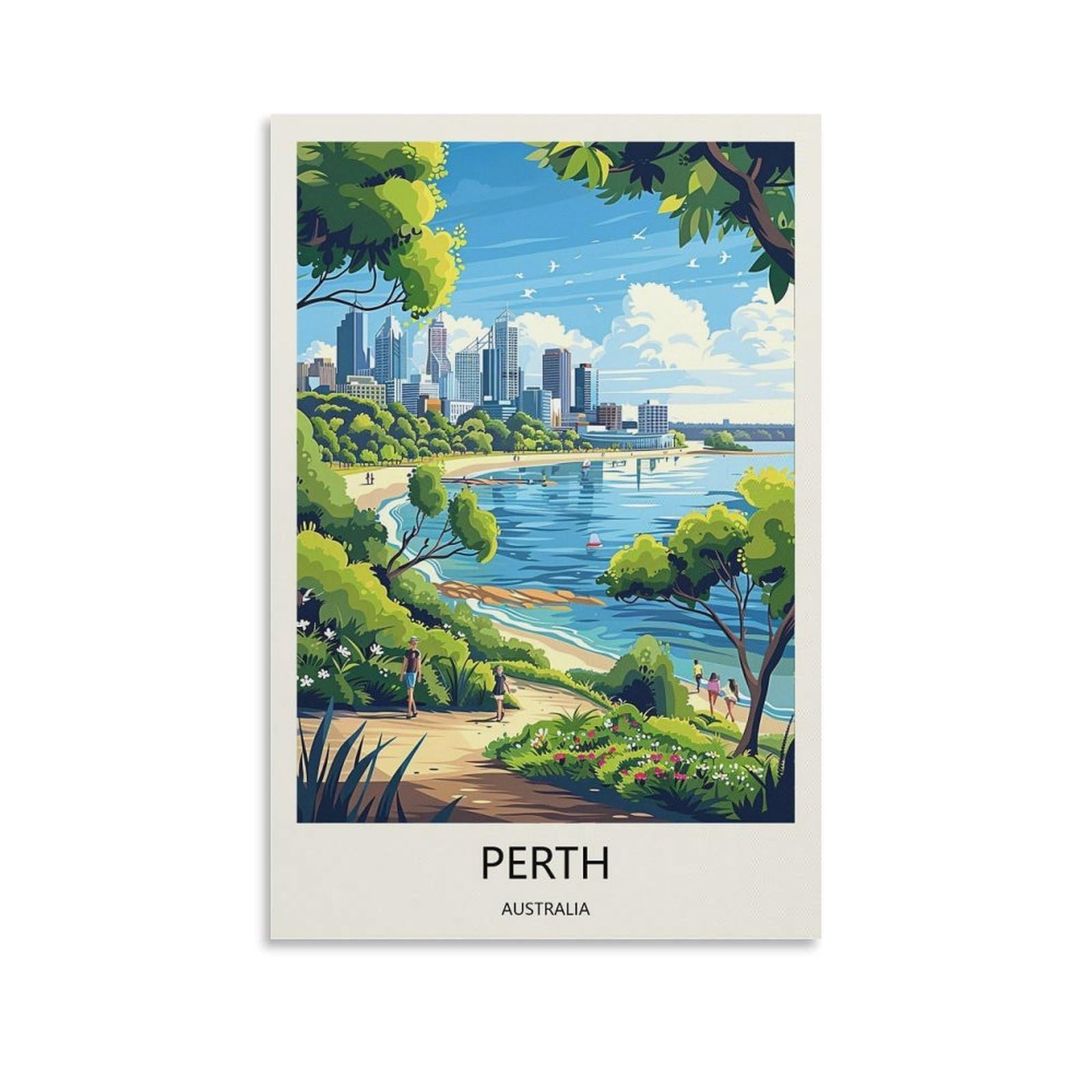 Yjneng Unframed Canvas Art Picture Perth Australia Wall Decor Art Painting Posters Modern Family Decorative Poster 12X18inch(30X45cm)