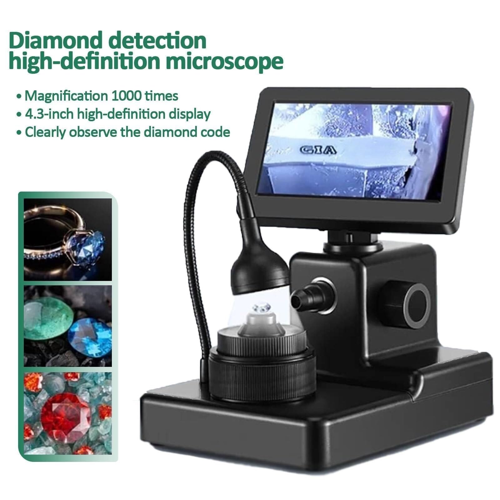 Microscopio digitale, display LCD da 4,3 pollici, ingrandimento 50-1000x, per test di diamanti, gioielli, monete, francobolli, ispezione di piante, ideale per analisi dettagliate