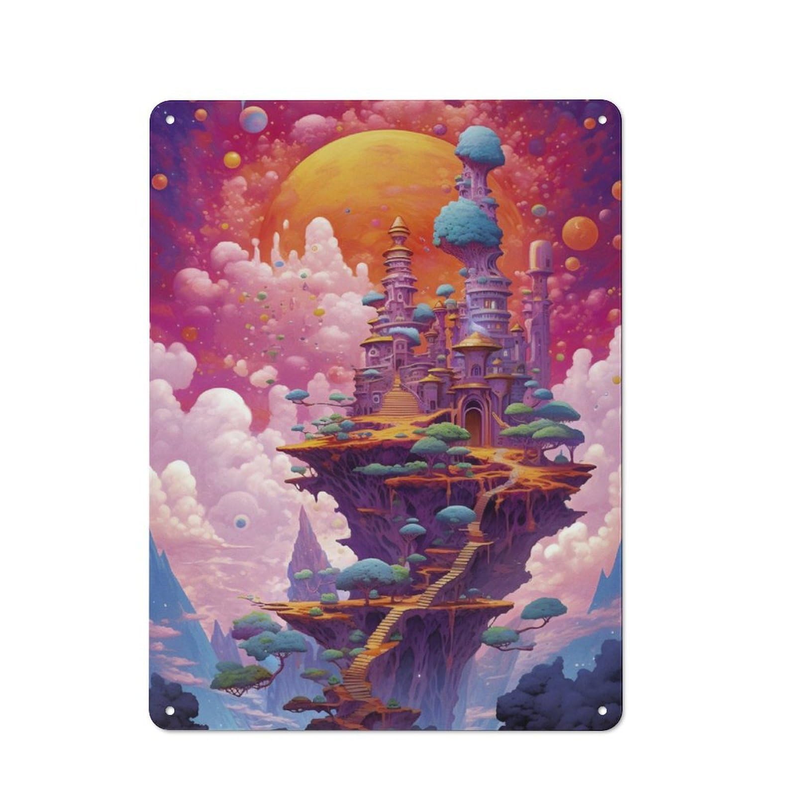 Junmoney Spaceship Colorful For Lounge Or Reading Corner, Rustic Tin Sign 40X30cm, For An Autumn Update To Lounge And Reading Corner