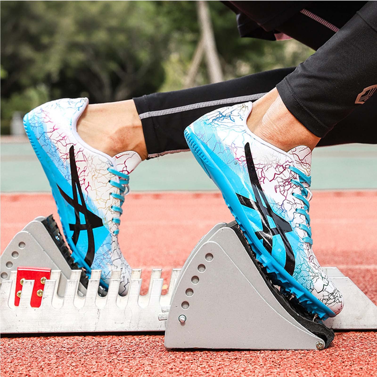SDEQA Chaussures D'athlétisme pour Unisexes Adulte Respirantes Chaussures D'athlétisme À 7/8 Clous Antidérapantes Dédiées Pointes De Sprint Junior
