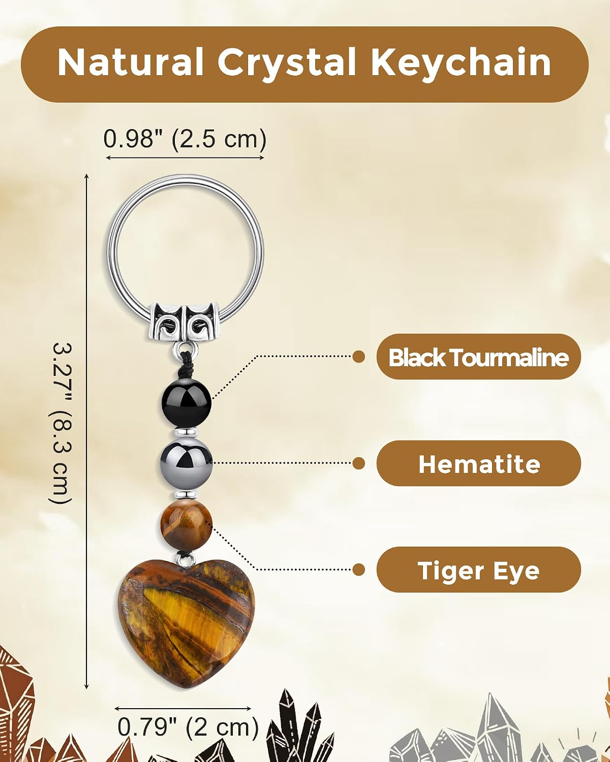 Seyaa Natural Healing Crystal Heart Keychain Bag Charms Gifts for Women Her image 4