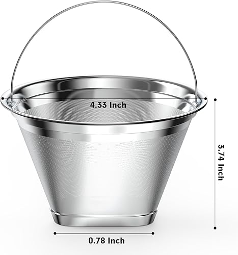 Miniatura 2 de Filtro de café reutilizable de acero inoxidable compatible con cafetera Ninja, 4 filtros de café de conos, filtros de café permanentes aptos para
