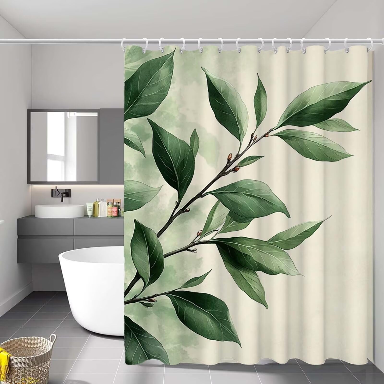 Rideau douche feuilles pour créer une ambiance spa dans la baignoire
