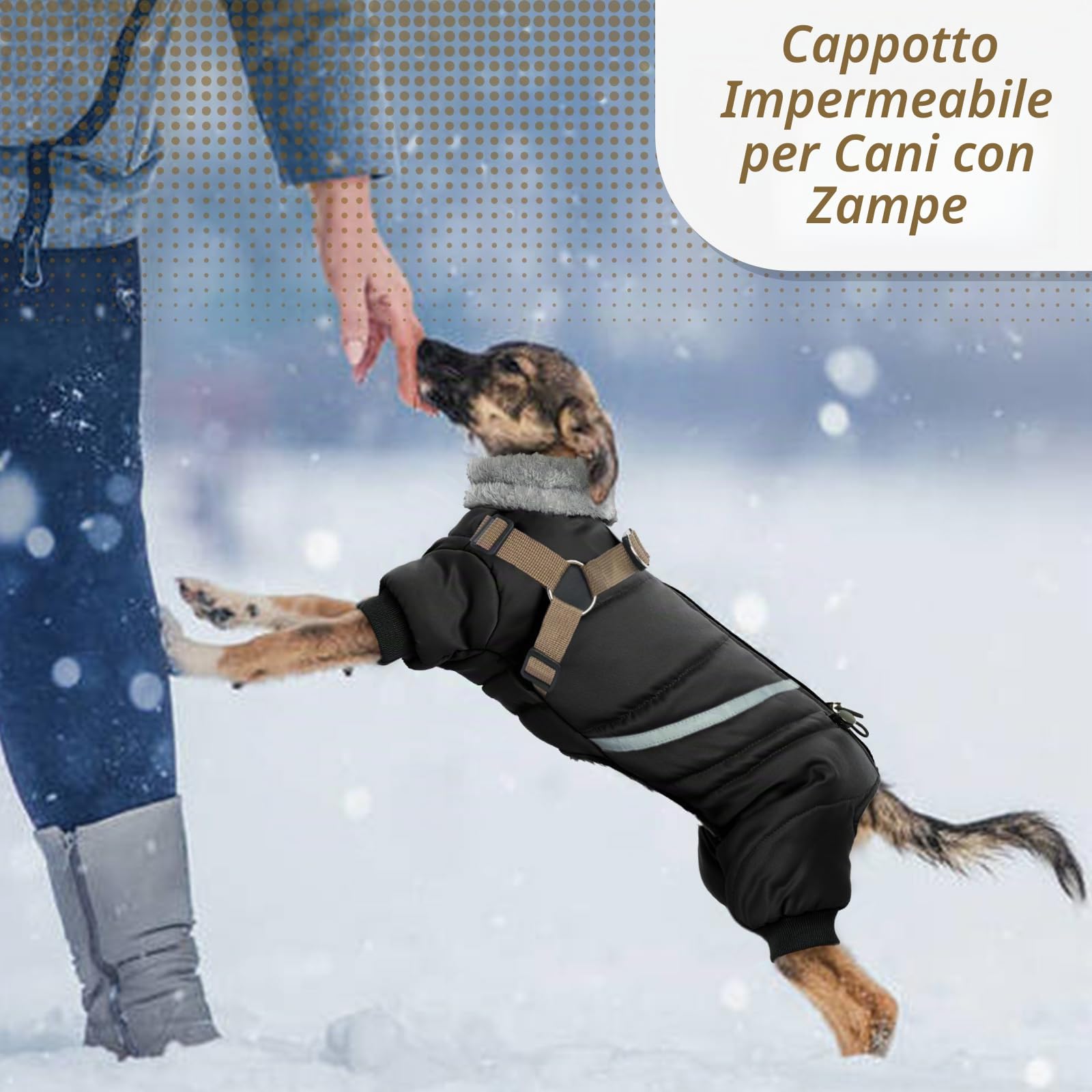 Cappotto Cane, Cappotti Per Cani Impermeabili Con Imbracatura, Cappottino Cane Taglia Piccola Media Grande, Vestiti Per Cani, Cappottino Imbottito Per Cane, Giubbotto Cane Antivento S-Xl
