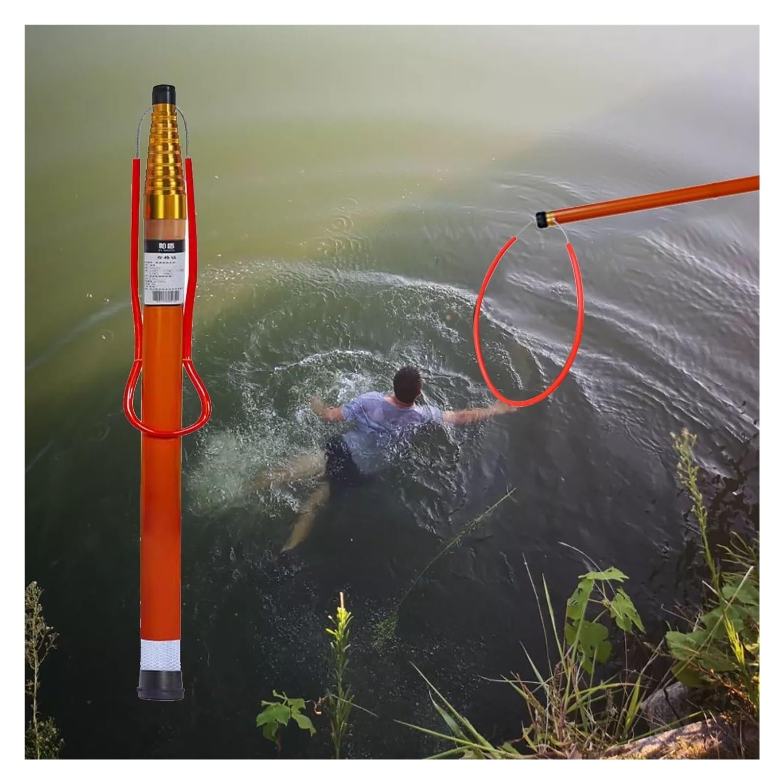 MSHGSKU Rescue Pool Pole,Telescopic Pool Rescue Pole - Extendable Lifesaving Hook for Swimming Safety, 1 Pack (1.2-4.5m / 4.9ft-14.7ft) - Ideal for Oceanarium & Swimming Club Recovery