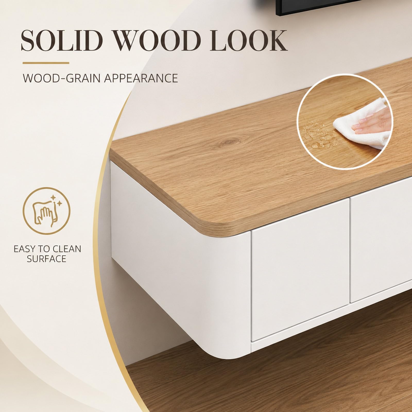 Moderno mobile mobile in legno con luci LED, completamente assemblato, mobiletto Ma armadio grigio slish con Ders e cavo nascosto per soggiorno/camera da letto (110,2)