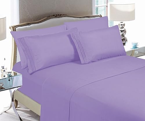 Vista 413 de Elegant Comfort - Juego de sábanas de 3 piezas de lujo de 1500 hilos, calidad egipcia, Microfibra, Blanco, Completo