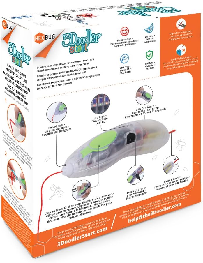 3Doodler Start Make Your Own HEXBUG Creature 3D Pen Set, Amazon Exclusive, with 2 Additional Insectoid DoodleMold