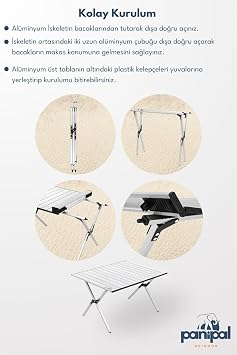 Alüminyum, Katlanabilir Kamp ve Piknik Masası, Omuz Askılı Taşıma Çantasıyla L